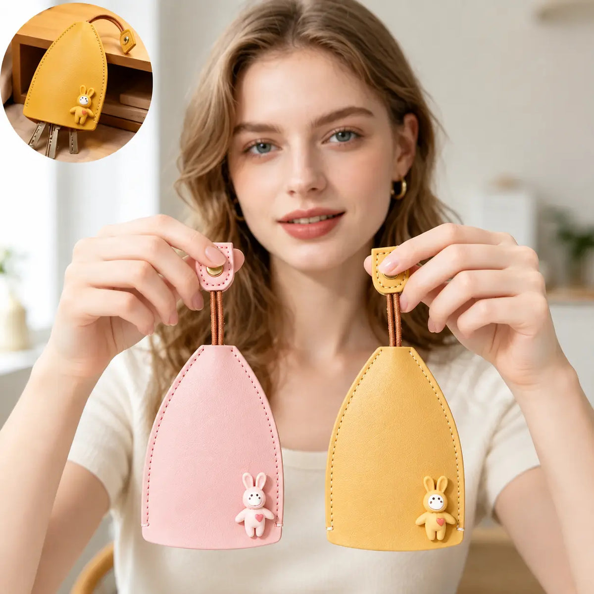 3-Pieces Cute Cartoon Pull-Out Key Case with Quick-Access Loop