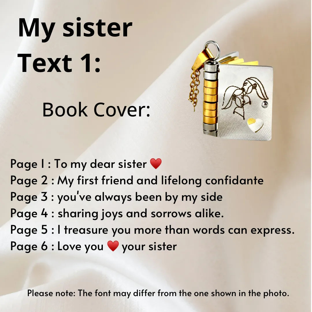 For Sisters - I Love You Sister Book Necklace