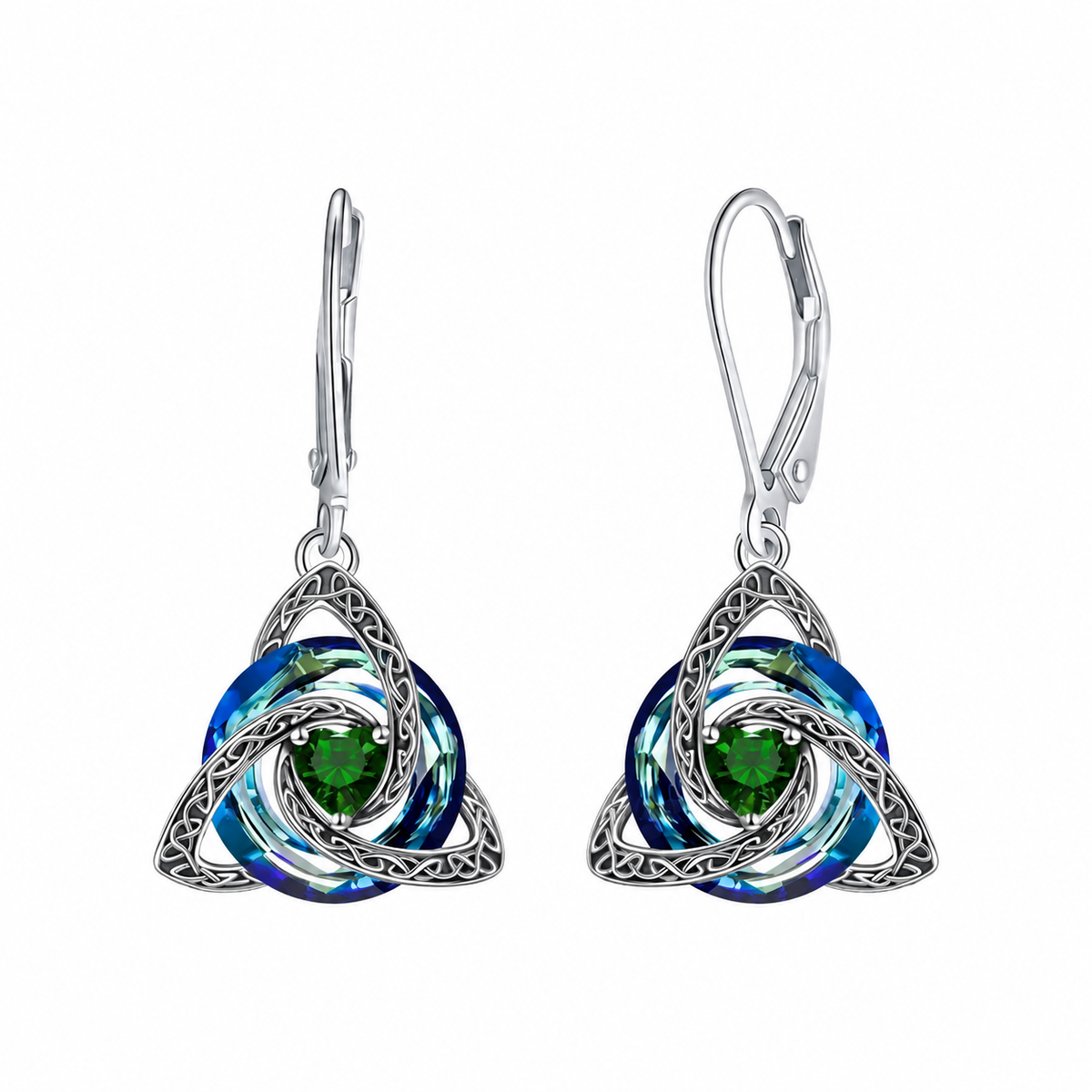 Celtic Trinity Knot Birthstone Earrings