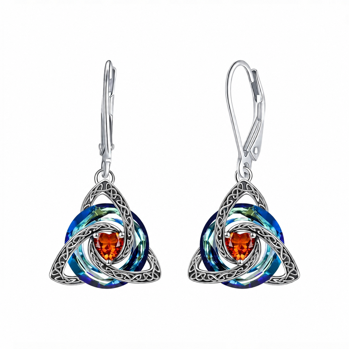 Celtic Trinity Knot Birthstone Earrings