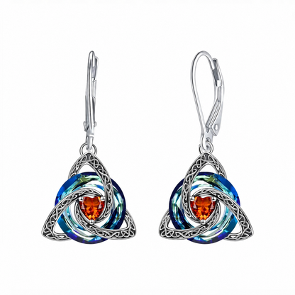 Celtic Trinity Knot Birthstone Earrings