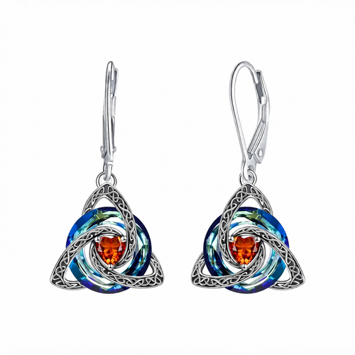 Celtic Trinity Knot Birthstone Earrings