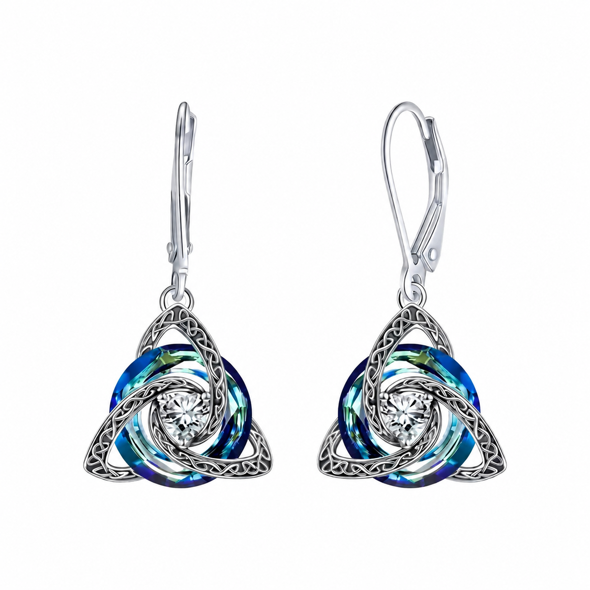 Celtic Trinity Knot Birthstone Earrings
