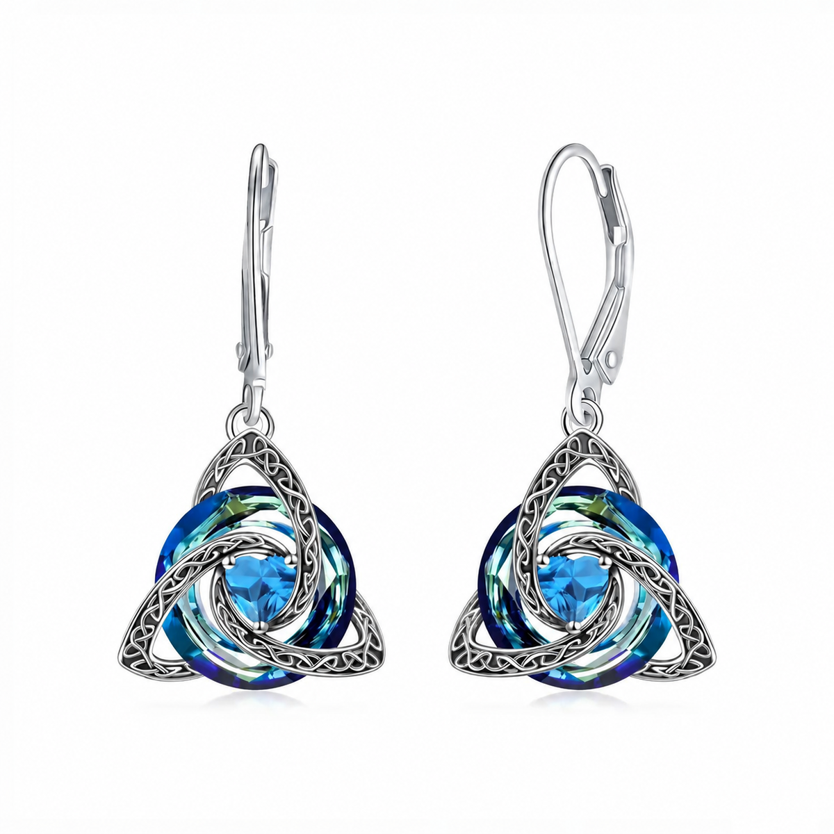 Celtic Trinity Knot Birthstone Earrings