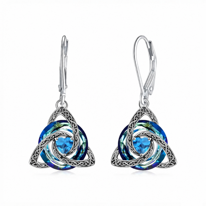 Celtic Trinity Knot Birthstone Earrings