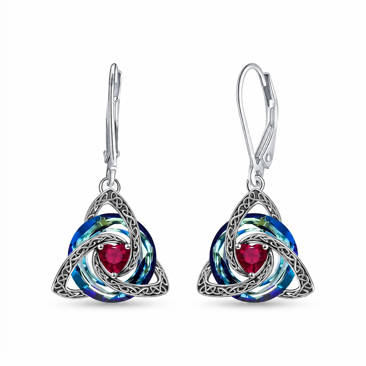 Celtic Trinity Knot Birthstone Earrings