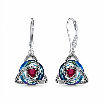 Celtic Trinity Knot Birthstone Earrings