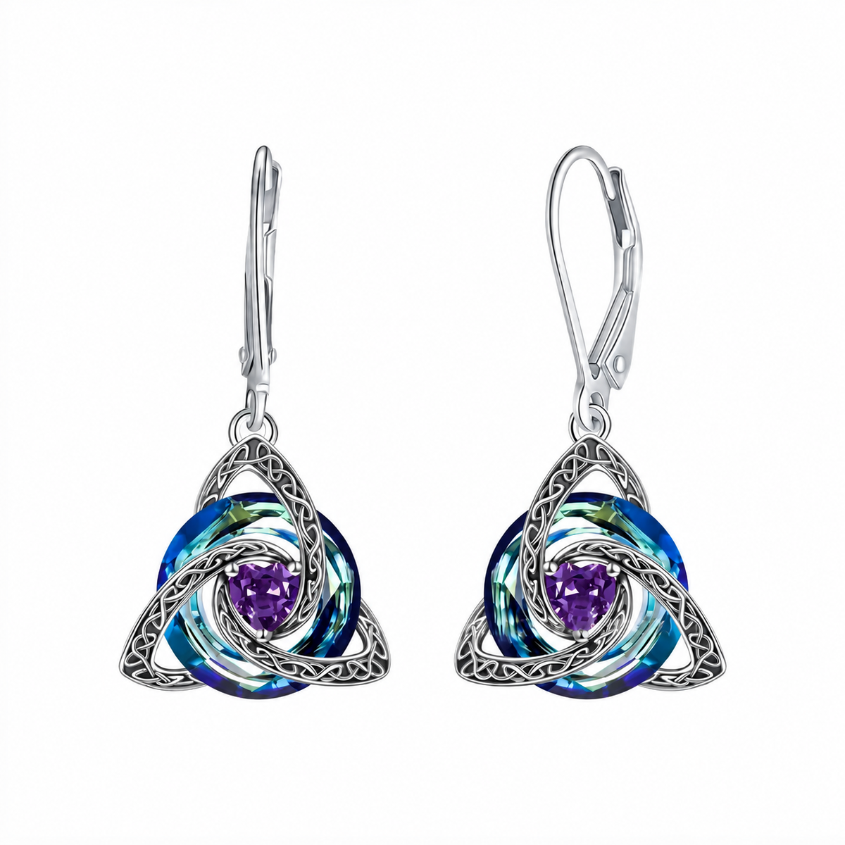 Celtic Trinity Knot Birthstone Earrings