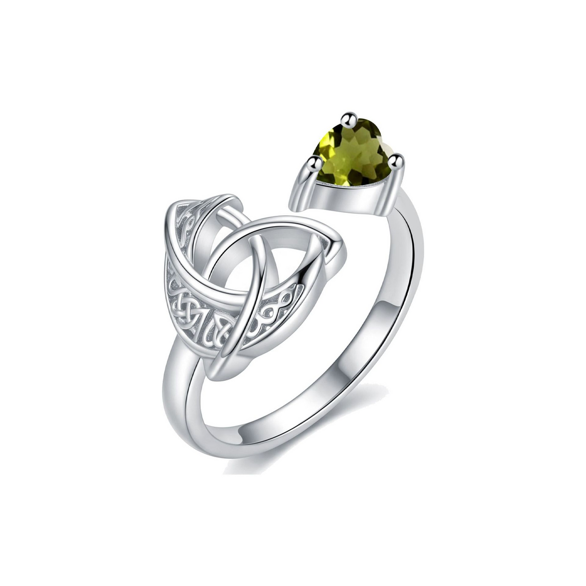 925 Sterling Silver Celtic Heart Birthstone Ring