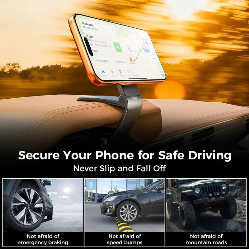 Magnetic Car Phone Holder | Dashboard & Sun Visor Foldable Mount