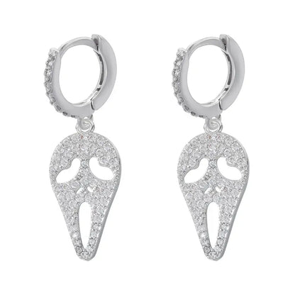 14k Gold Plated Skull Huggie Hoop Earrings, Halloween Party Fashion Costume Jewelry