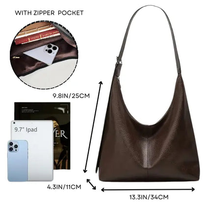 Vegan Leather Shoulder Bag with Cosmetic Pouch – Convertible Crossbody Tote