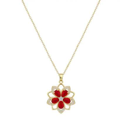 Rotating Birthstone Flower Necklace
