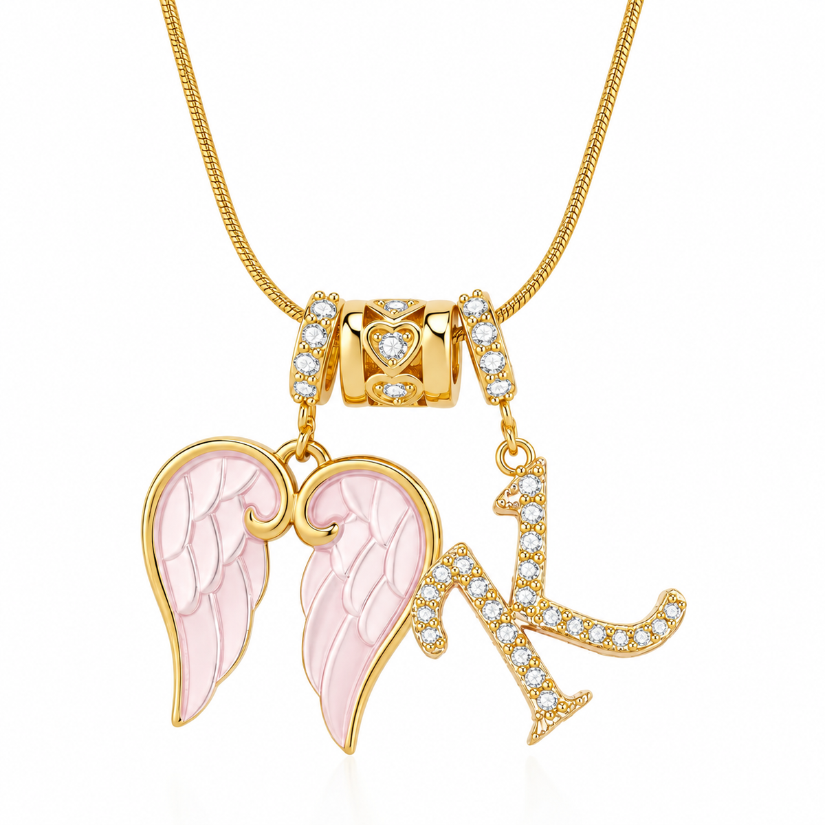 Angel Wing Initial Necklace
