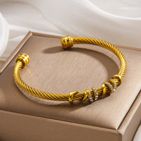Crystal Twist Cuff – Gold