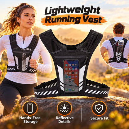 🏃 Lightweight Running Vest with Phone Pocket & Reflective Details