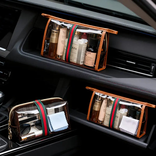 3-Piece Retro Vanity Makeup Organizer & Travel Toiletry Bag Set