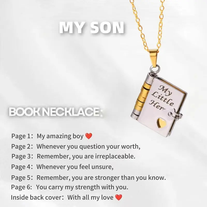 For Daughter / Son - My Little Star Book Necklace My Little Hero Book Necklace
