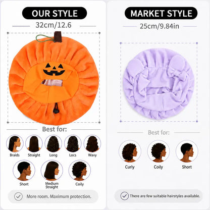 Halloween Pumpkin Satin-Lined Sleep Bonnet