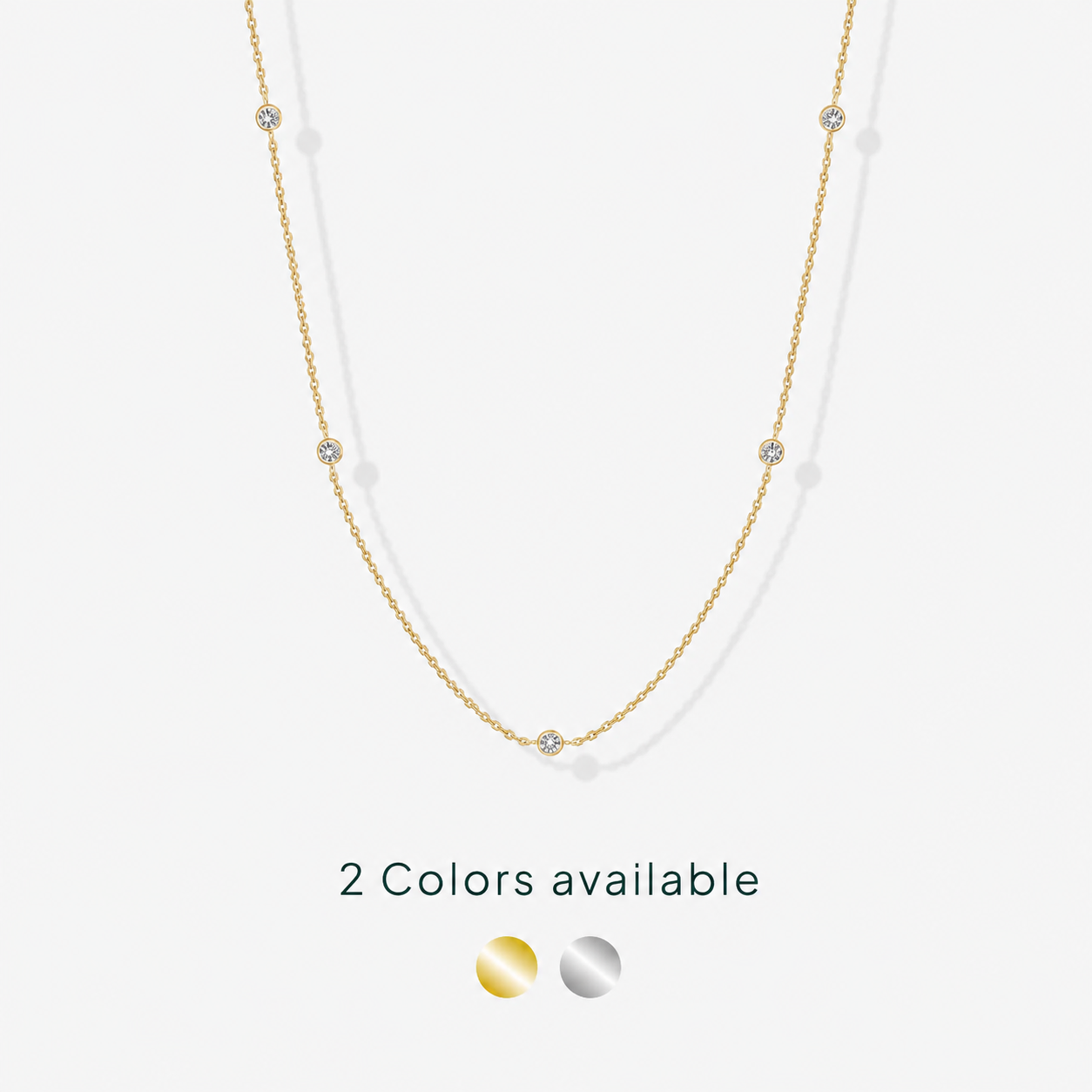 14K Gold Plated CZ Station Necklace