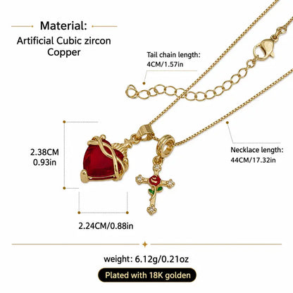 Sacred Heart Red Crystal Necklace
