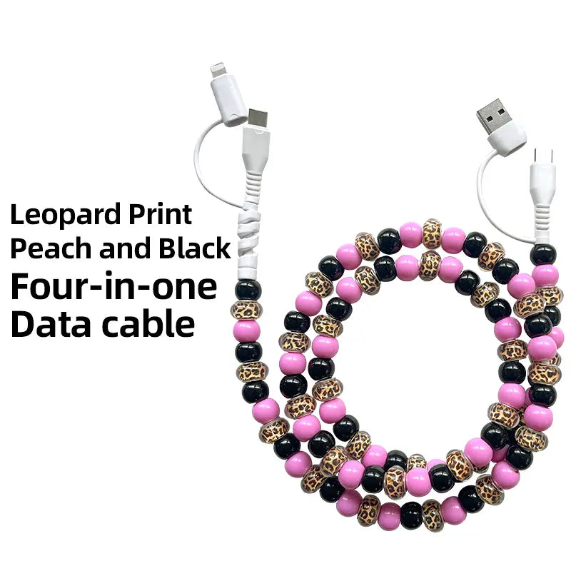 Four-in-One Stylish Pearl-Bead Shine Charging & Data Cable
