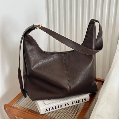 Vegan Leather Shoulder Bag with Cosmetic Pouch – Convertible Crossbody Tote