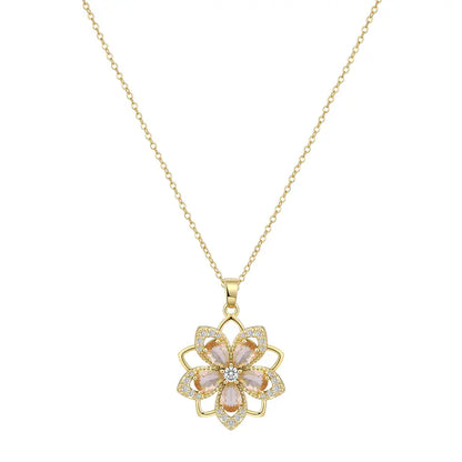 Rotating Birthstone Flower Necklace