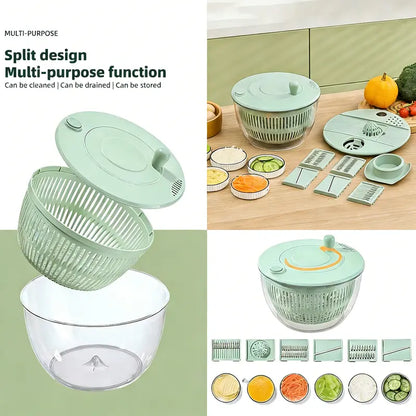 3-in-1 Salad Spinner Large, Vegetable & Fruit Washing Bowl with Slicer