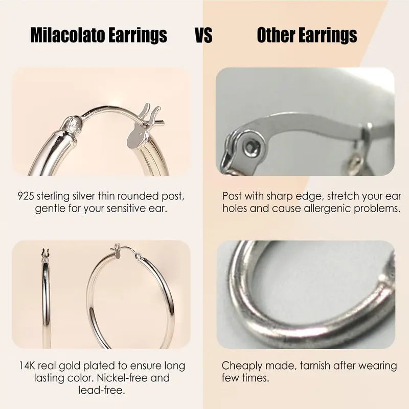 Women’s 925 Sterling Silver Gold Hoop Earrings