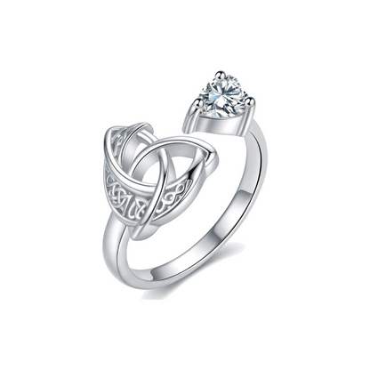 925 Sterling Silver Celtic Heart Birthstone Ring