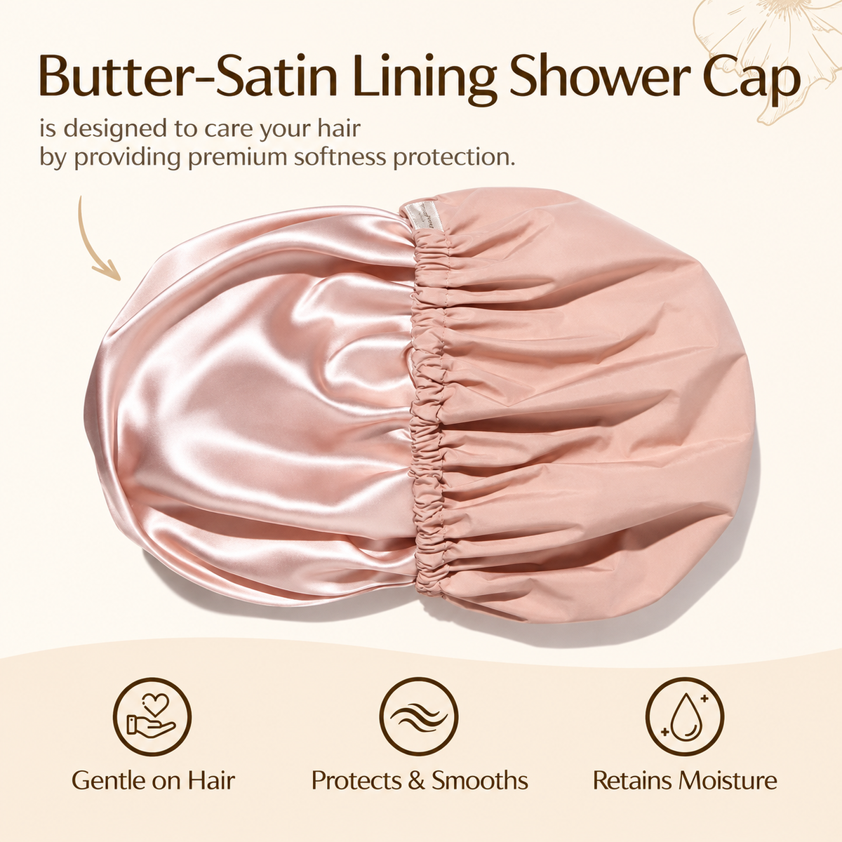 Satin-Lined Hair Protection Shower Cap