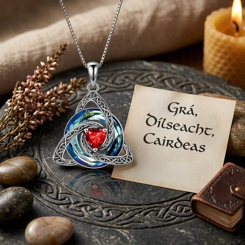 Celtic Trinity Knot Birthstone Necklace