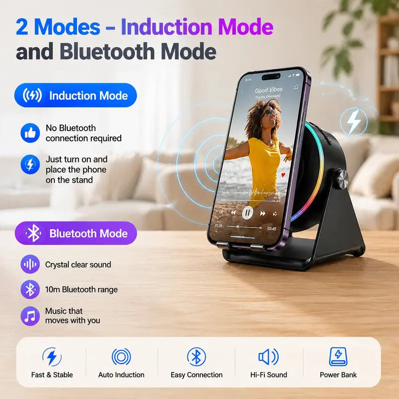 5-in-1 Wireless Charging Bluetooth Speaker Stand