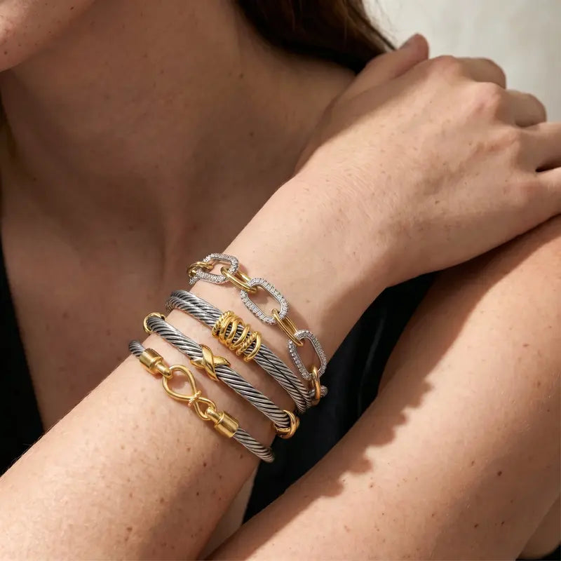 Adjustable Cable & Chain Bracelet Set
