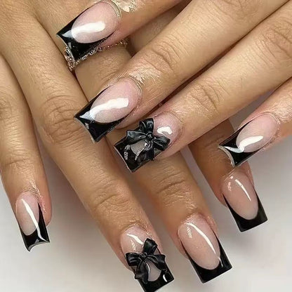 24pcs Press On Nails – 6 Styles French Tip Floral & Chrome
