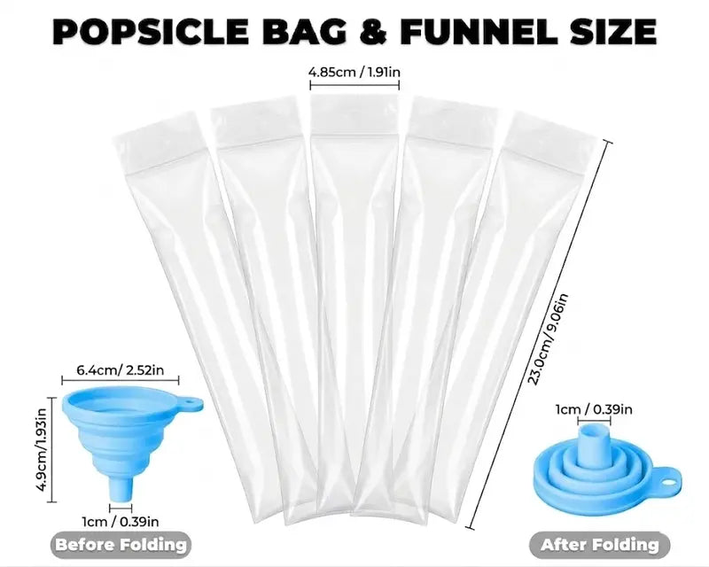100-Pack Disposable Ice Pop Bags with Funnel