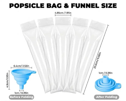 100-Pack Disposable Ice Pop Bags with Funnel