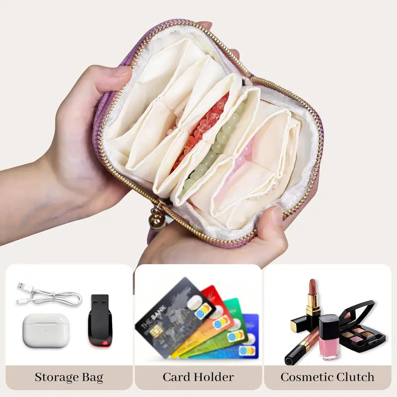 Travel Jewelry Organizer Case with 5 Compartments