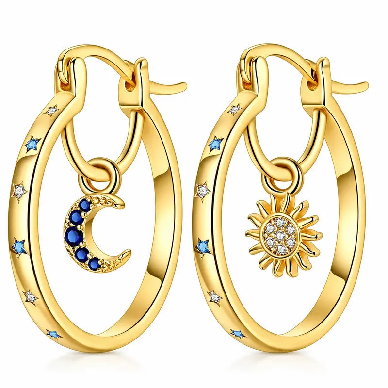 Celestial Sun & Moon Hoop Earrings