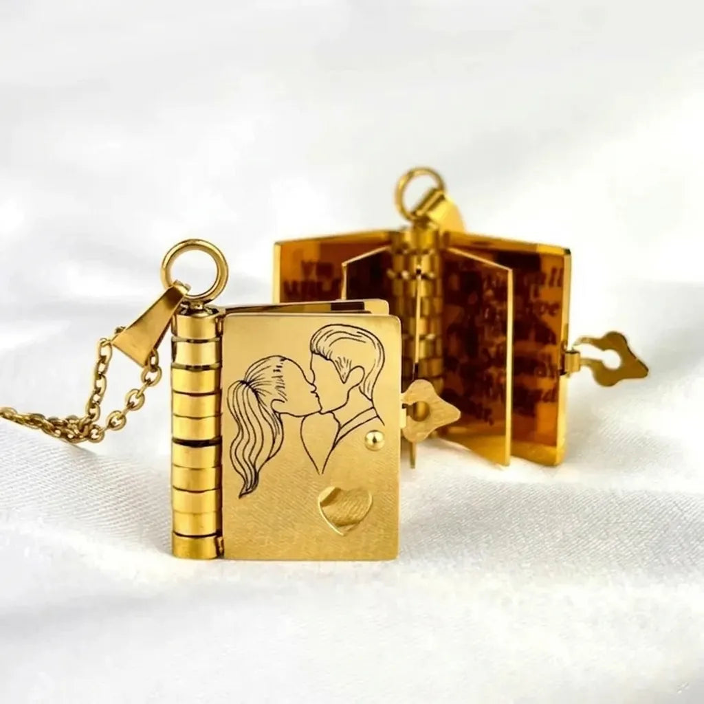 For Love - I Love You Book Necklace