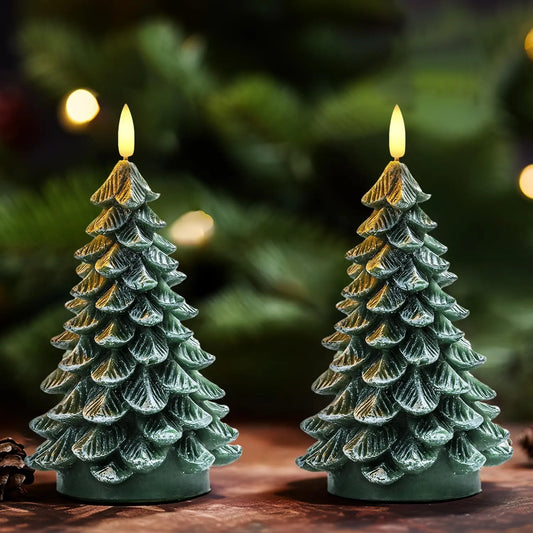 Flameless Christmas Tree Candle with Timer