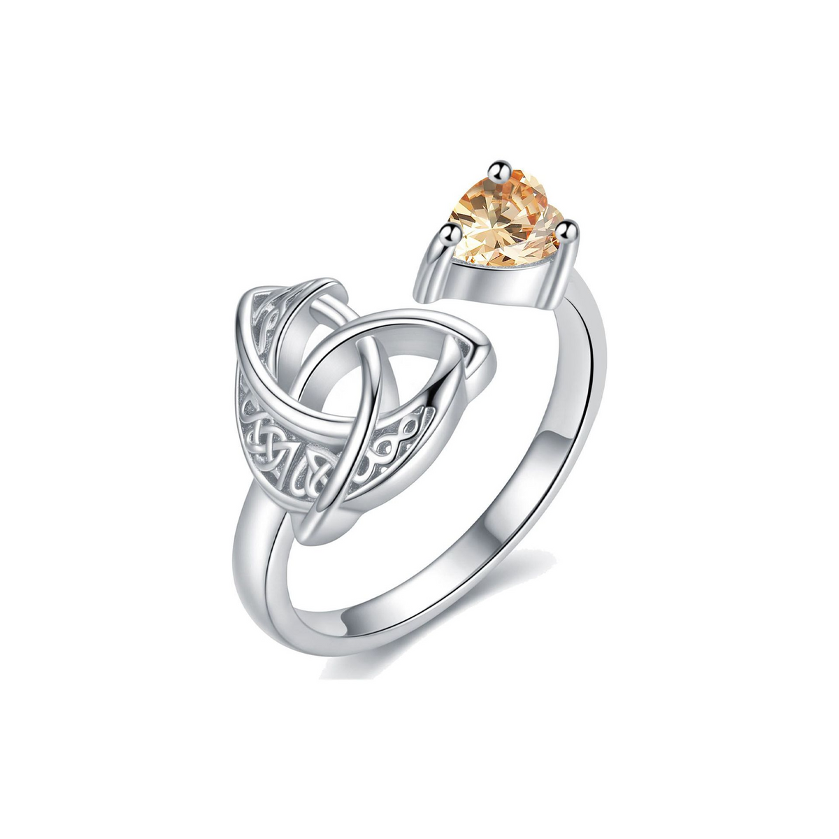 925 Sterling Silver Celtic Heart Birthstone Ring