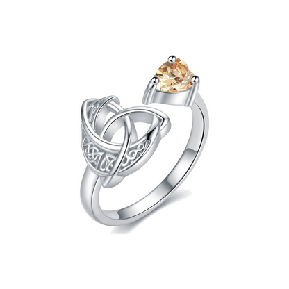 925 Sterling Silver Celtic Heart Birthstone Ring