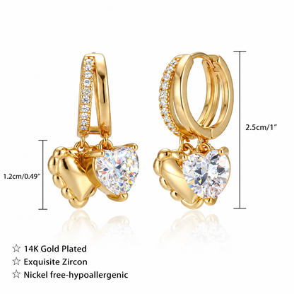 Women 14K Gold Plated Heart-Shaped Pendant Earrings