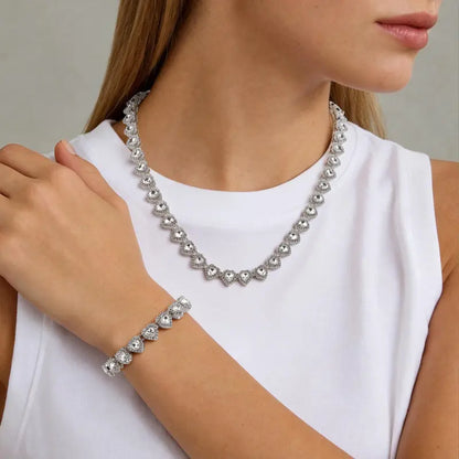 2pcs Heart-Shaped Cuban Chain Necklace Set