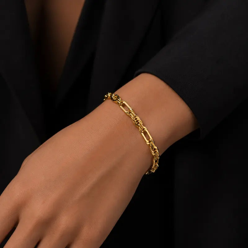 14K Gold-Plated Diamond-Cut Rope Chain Bracelet