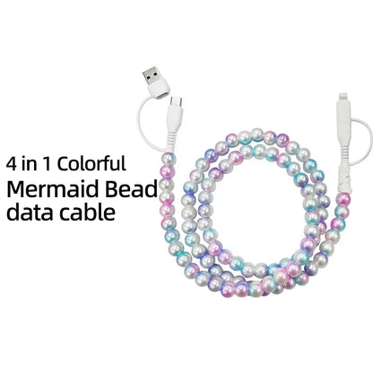 Four-in-One Stylish Pearl-Bead Shine Charging & Data Cable
