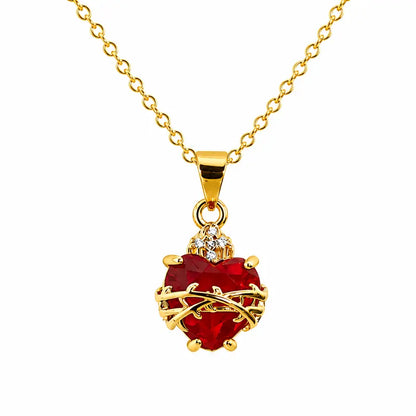Sacred Heart Red Crystal Necklace