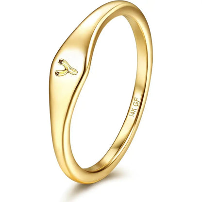 26-Letter Initial Stainless Steel Ring